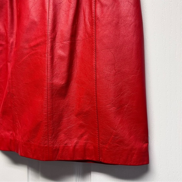 VTG. 80's WILSONS Red Leather MOB WIFE Skirt - Sz 8 - Picture 4 of 15